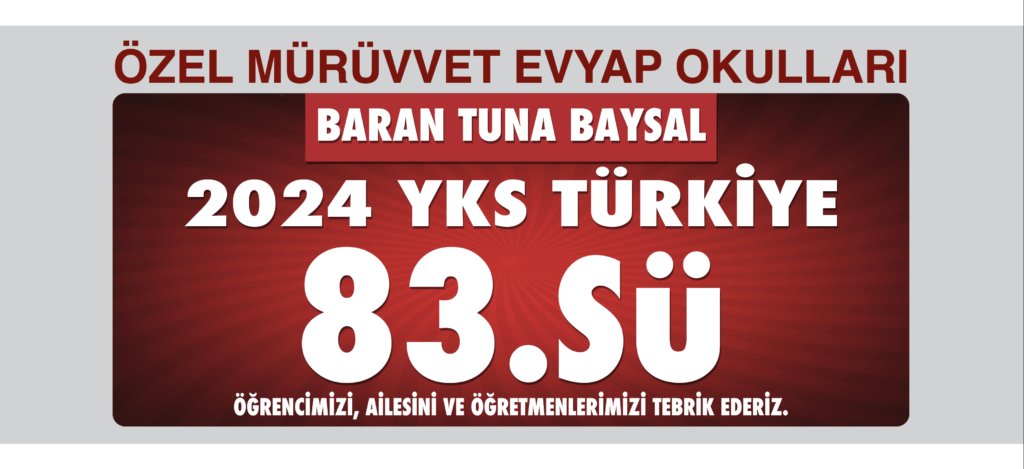 BARAN TUNA BAYSAL 2024 YILI YKS TÜRKİYE 83.SÜ